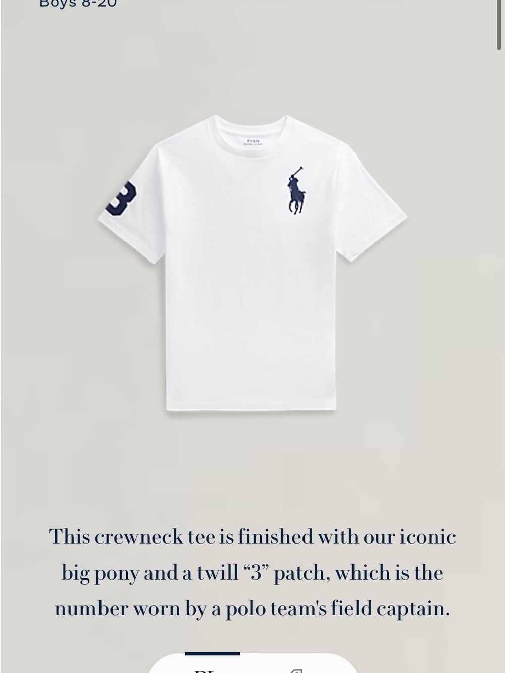 POLO RALPH LAUREN Boys sz L 14-16 White Short Sleeve Tshirt Navy Blue Big Pony - Picture 12 of 12